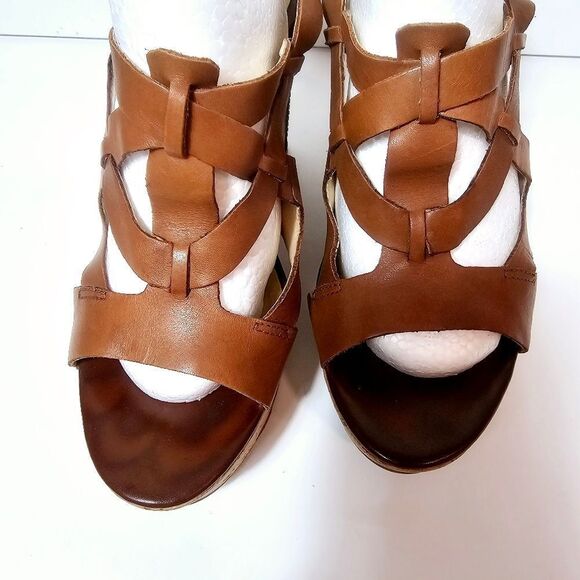 Guess Y2K Inspo Brown Leather Strappy Platform Wedge Sandals Size 9.5 - Picture 4 of 11